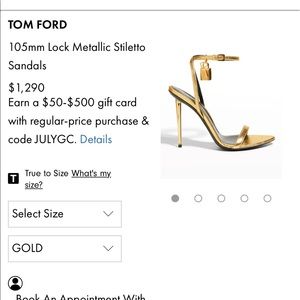 Gold metallic tom ford heals size 39